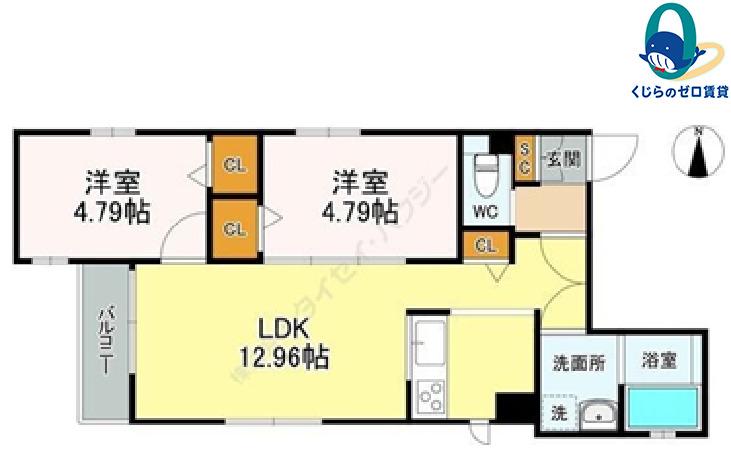 プレシャス新栄(2LDK/3階)の間取り写真