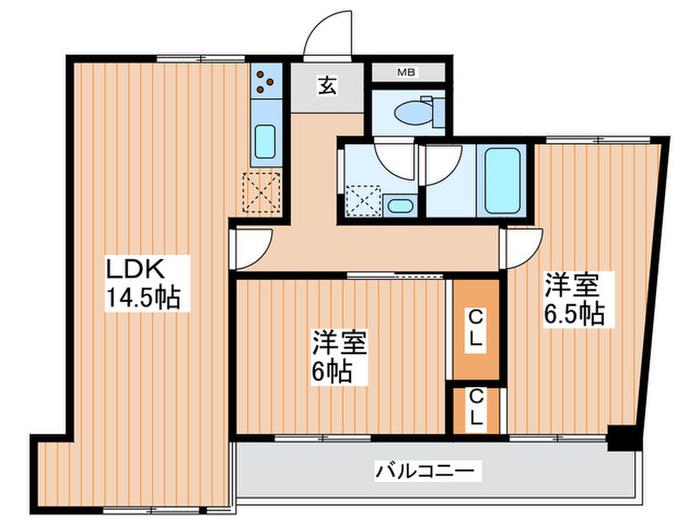 シティーライフ橋本(2LDK/3階)の間取り写真