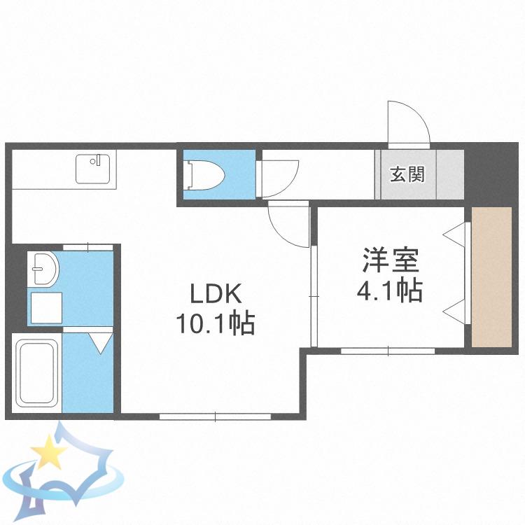 MAJESTIC LIFE札幌桑園(1LDK/4階)の間取り写真