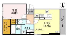 カームコート門戸(1LDK/1階)の間取り写真