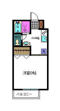 リバーハイムB(1K/1階)の間取り写真