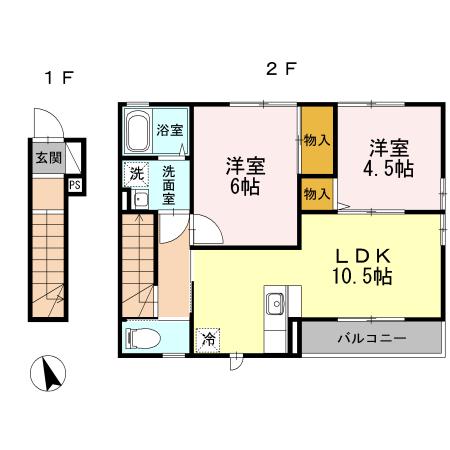 シトロン(1LDK/2階)の間取り写真