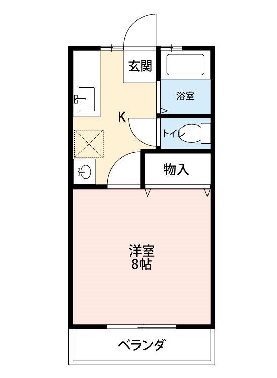 エルメゾン城ノ内A棟(1K/2階)の間取り写真