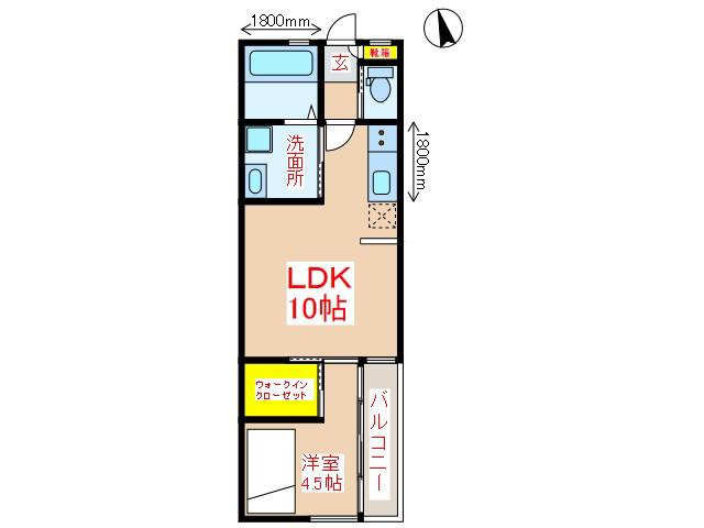 STRADA B(1LDK/2階)の間取り写真