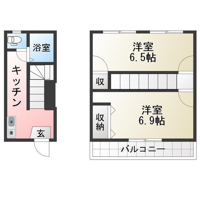 ラトゥールネットサンク(2DK/1階)の間取り写真