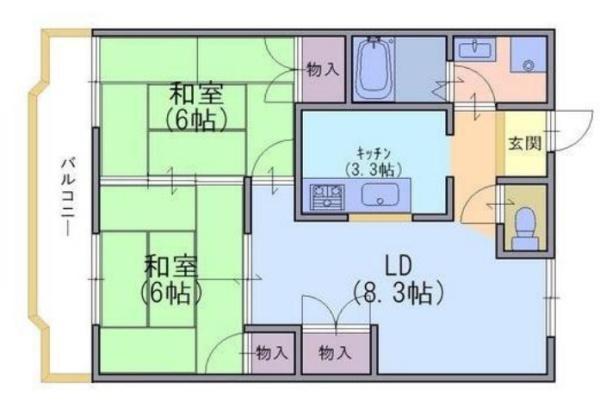 サンバースト山崎/1F(2LDK/1階)の間取り写真