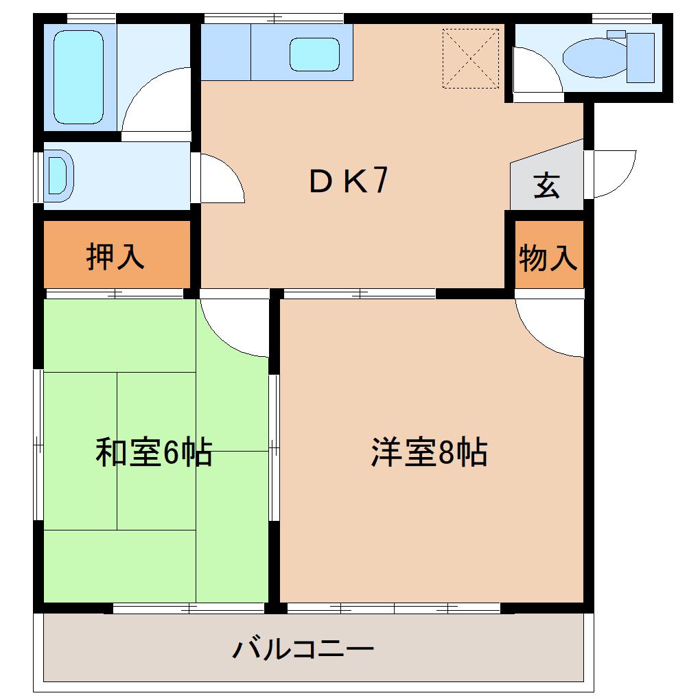 ルミネスYSD(2DK/2階)の間取り写真