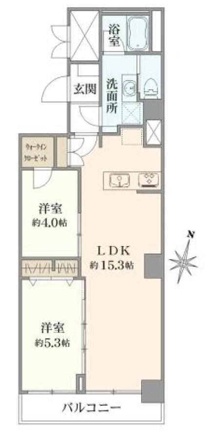 オーヒロローズハイツ(2LDK/7階)の間取り写真