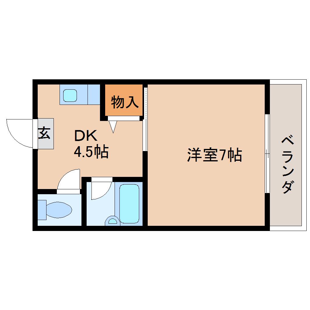 万葉レジデンス(1K/1階)の間取り写真