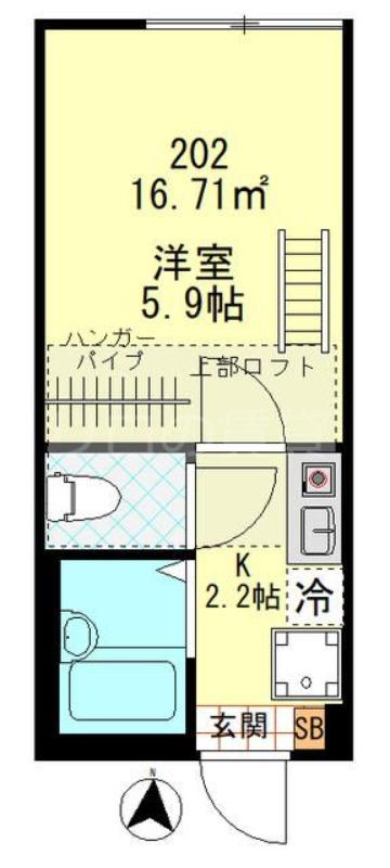 GRAND LOUVRE 平和島(1K/2階)の間取り写真