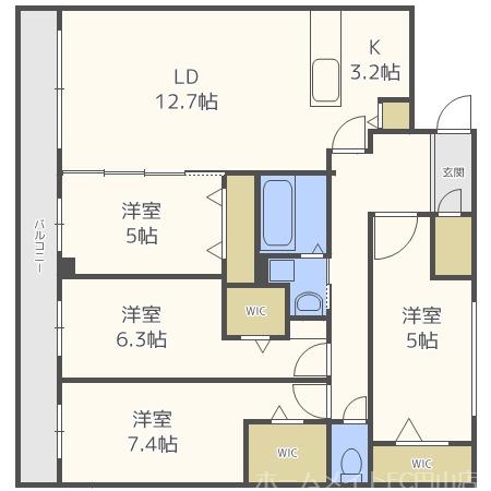 S-RESIDENCE宮の森(4LDK/4階)の間取り写真