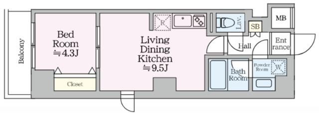 アイルグランデ亀戸(1LDK/4階)の間取り写真