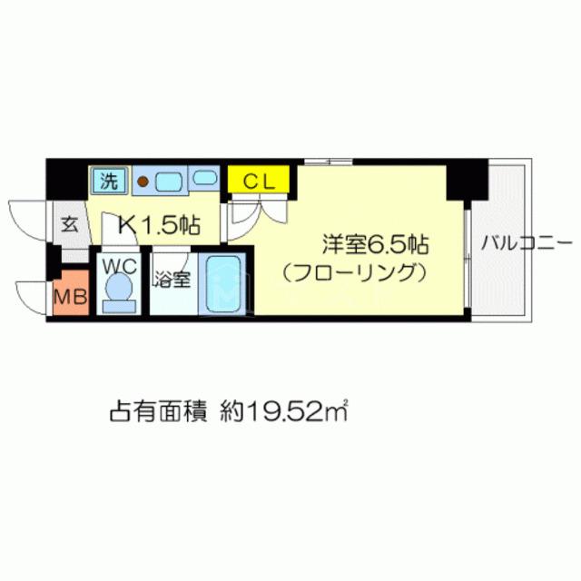ラナップスクエア同心(1K/7階)の間取り写真