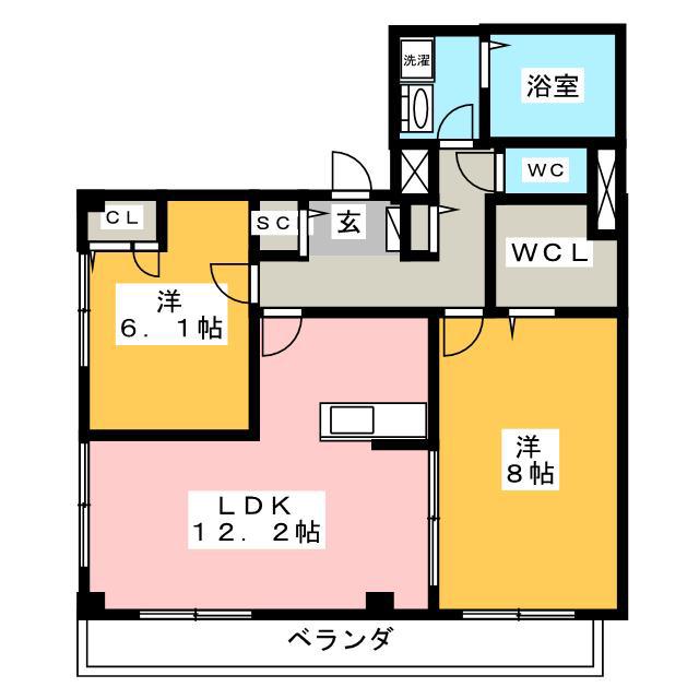 コート瑠璃京イースト(2LDK/3階)の間取り写真