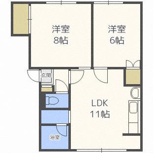 ハイツはまなす710C(2LDK/1階)の間取り写真