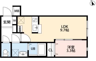 グラシアコート(1LDK/3階)の間取り写真