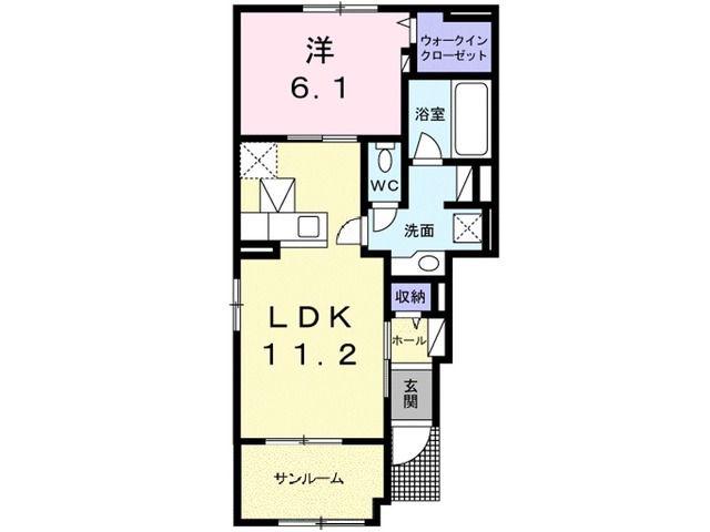 パーチェ II(1LDK/1階)の間取り写真