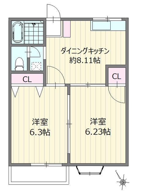 プレステージ(2DK/2階)の間取り写真