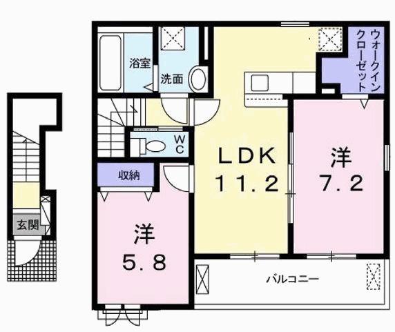 シエルト(2LDK/2階)の間取り写真
