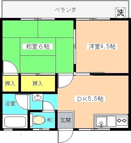 第一コーポおぎわら(2DK/2階)の間取り写真