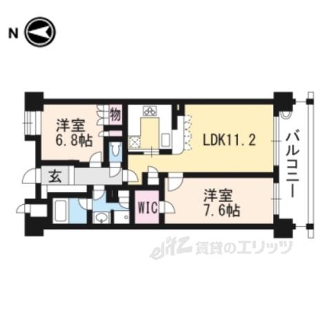 リーガル京都烏丸五条通(2LDK/8階)の間取り写真