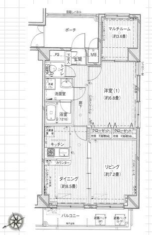 アフェクシオン南鳥山(2SDK/6階)の間取り写真