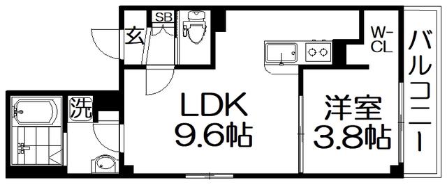 グランツ東香里園町(1LDK/2階)の間取り写真