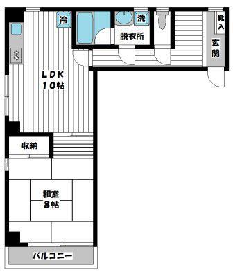 金子ビル(1LDK/2階)の間取り写真