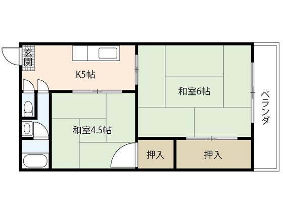 藤本ビル(2DK/4階)の間取り写真