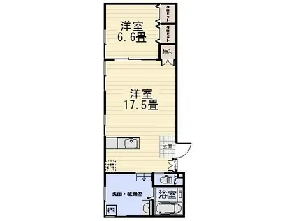 マンション渡辺(1LDK/2階)の間取り写真