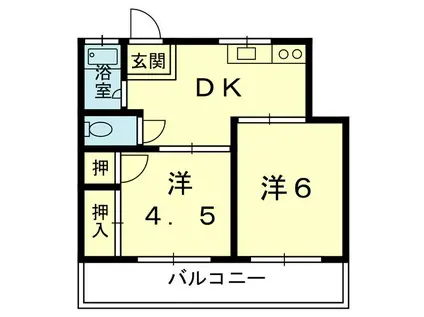 コーポ曙(2DK/2階)の間取り写真