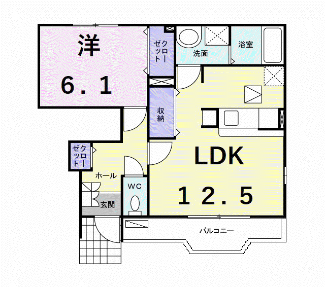 メゾン瑞穂I(1LDK/1階)の間取り写真