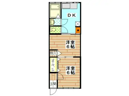 松本アパートA(2DK/2階)の間取り写真
