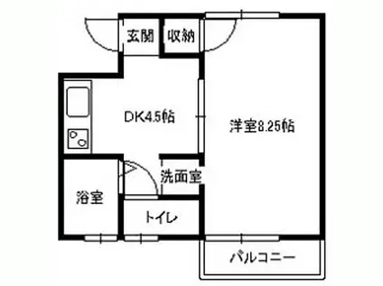 アトリエ(1DK/2階)の間取り写真