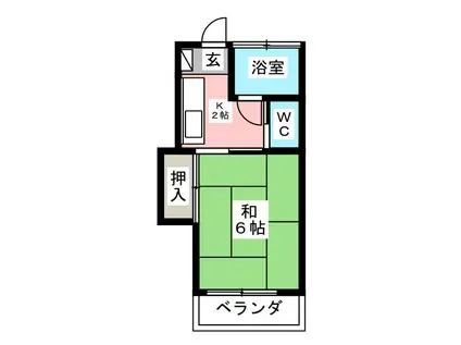 栄和荘(1K/2階)の間取り写真
