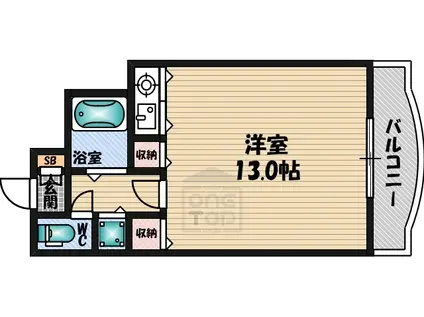 シャトレ豊津2(ワンルーム/4階)の間取り写真