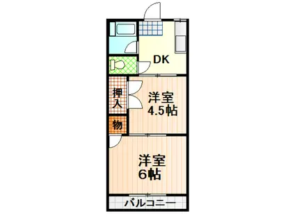シティハイムナガドオリ(2K/1階)の間取り写真