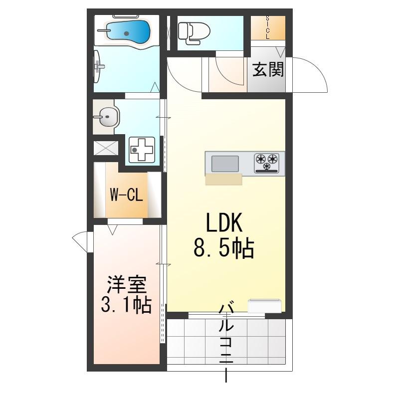 LEVANT SOLEIL泉ケ丘(1LDK/1階)の間取り写真