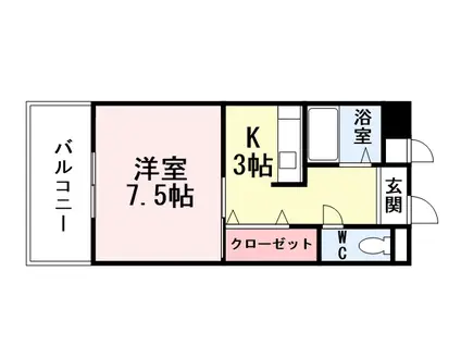 ピュアシティ小倉(1K/2階)の間取り写真