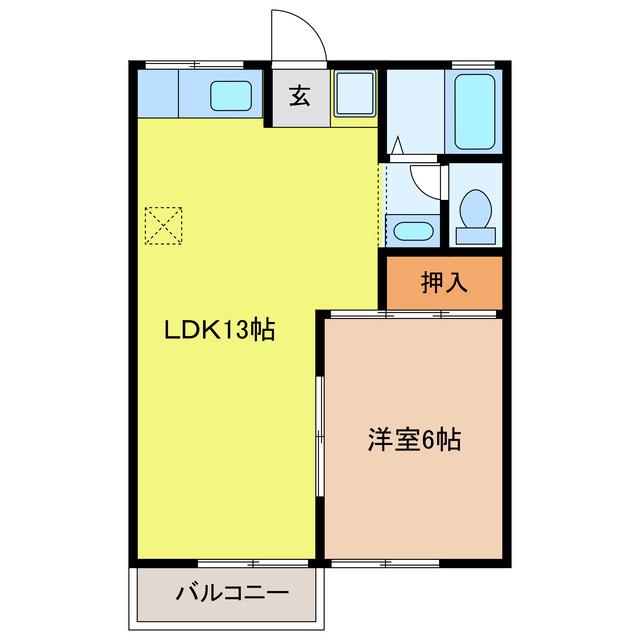 ロイヤル広瀬 C(1LDK/1階)の間取り写真