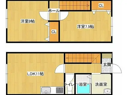 グランデ白金B(2LDK/1階)の間取り写真