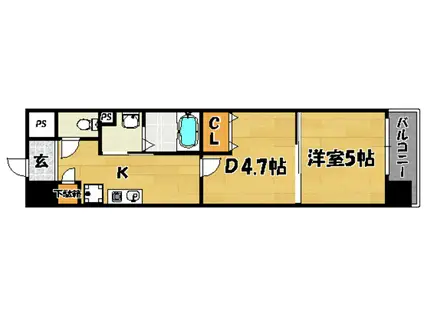 アミスタ菅原(1DK/4階)の間取り写真