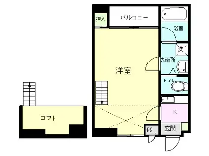 ローズマンション友丘(1SK/3階)の間取り写真