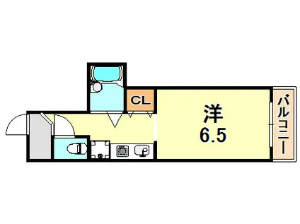 プラシード六甲(1K/4階)の間取り写真