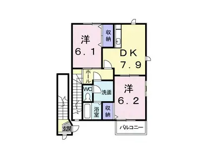 オーブリー平井(2DK/2階)の間取り写真