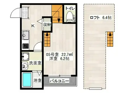 リファイズ博多(1K/2階)の間取り写真