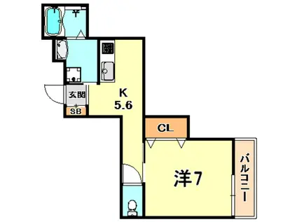 メゾン六甲(1K/2階)の間取り写真
