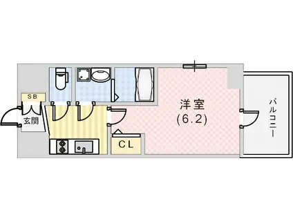 エスリード神戸グランドール(1K/14階)の間取り写真