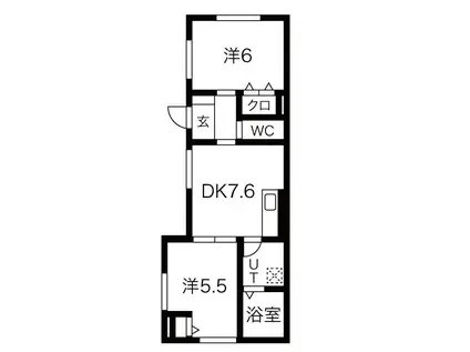 芦屋市松浜町スカイエ(2DK/1階)の間取り写真