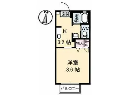 ディアス久保田(1K/1階)の間取り写真